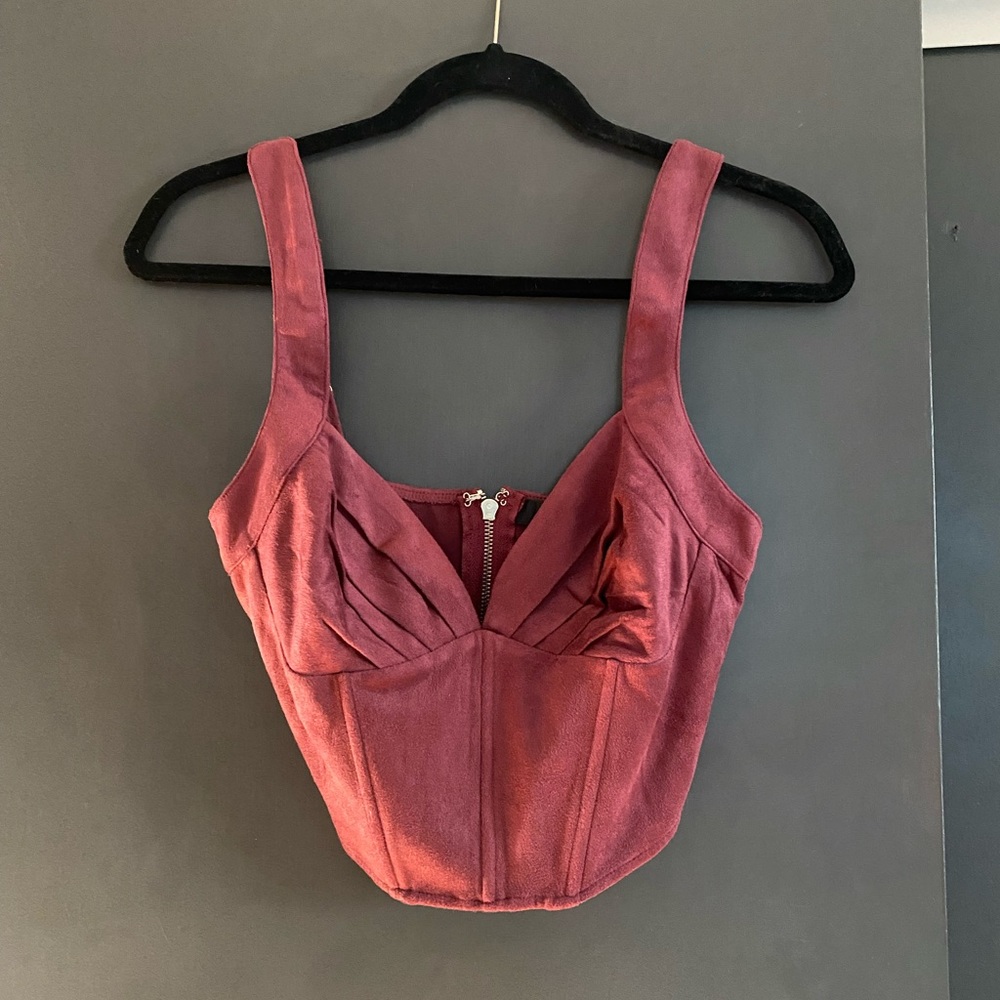 NWT Lulu’s crop faux suede bustier top Size M